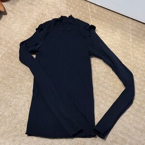 Current/Elliot ribbed turtleneck with ruffle details